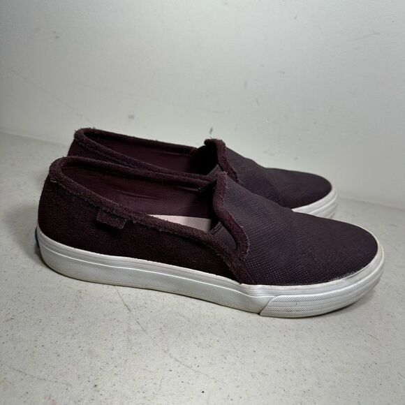 Keds Women's Double Decker Emboss Suede Slip On Sneaker Eggplant - Picture 2 of 8
